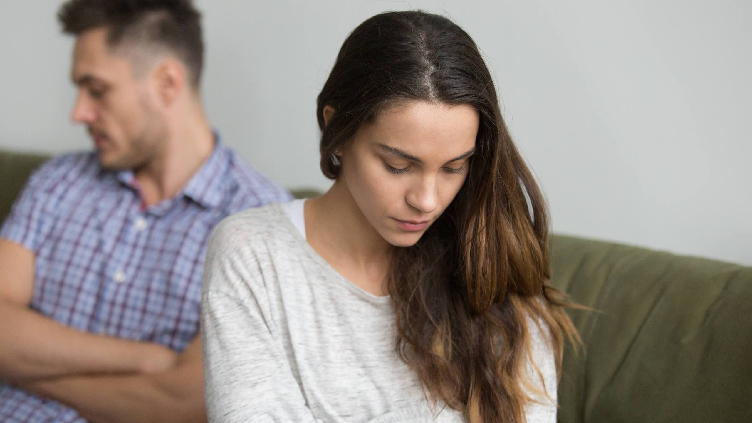 concerned wife being sad about family problems