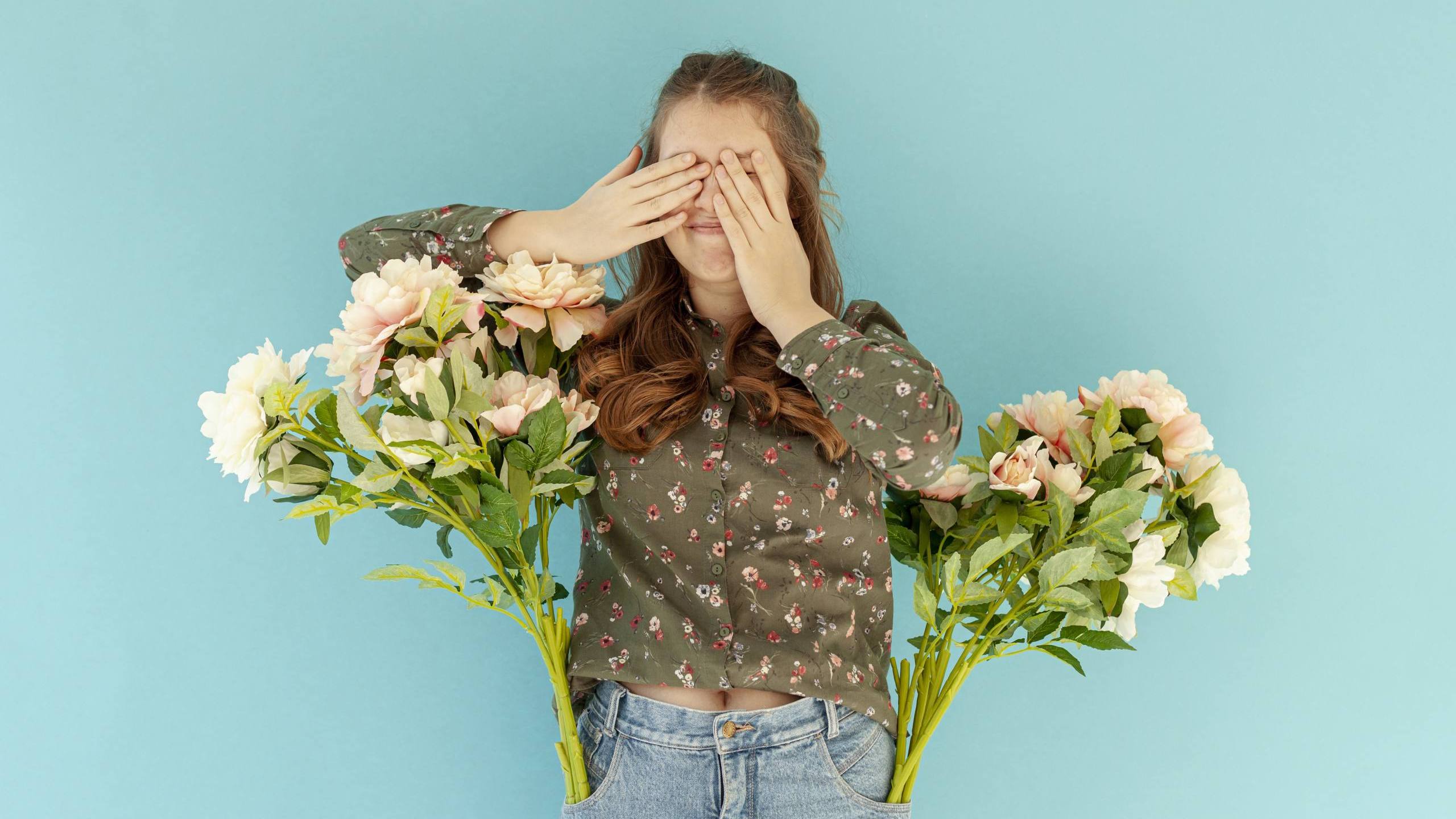 woman with flowers pocket